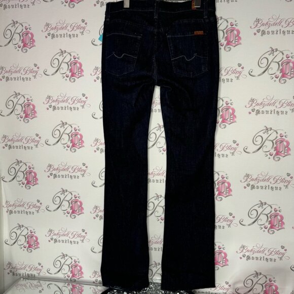7 for all mankind jeans denim mid rise boot cut pants 👖 blue dark wash comfy - Picture 2 of 8